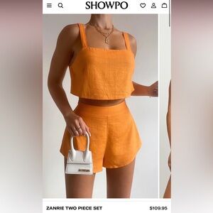 Showpo Orange Two Piece Linen Set
